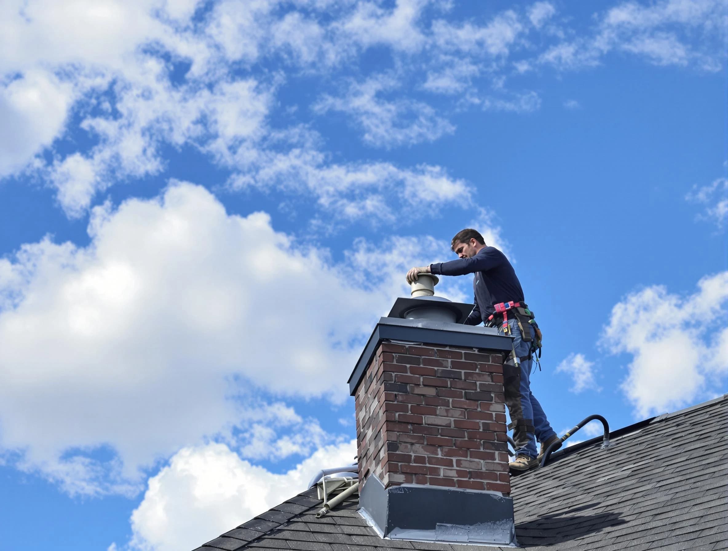Everett Chimney Sweep installing a sturdy chimney cap in Everett, MA