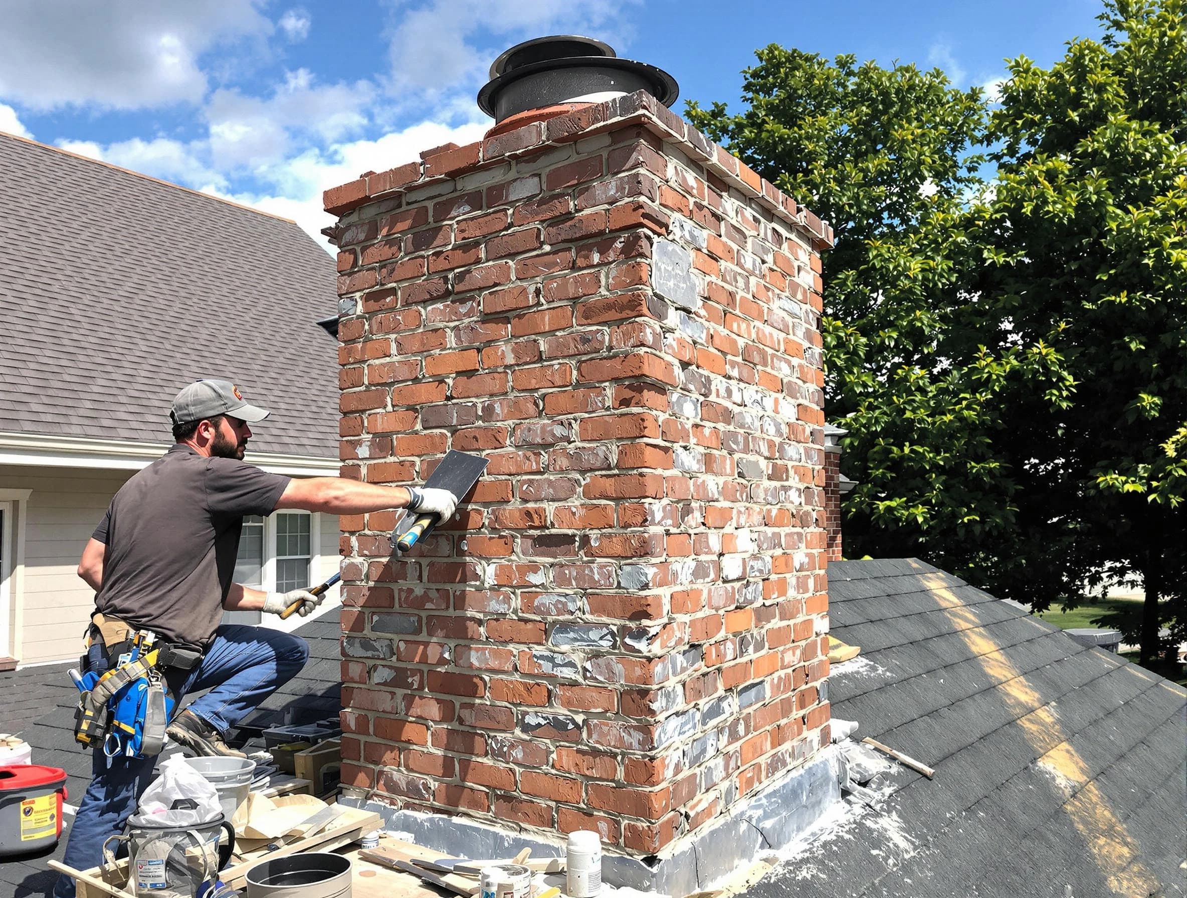 Completed chimney rebuild by Everett Chimney Sweep in Everett, MA