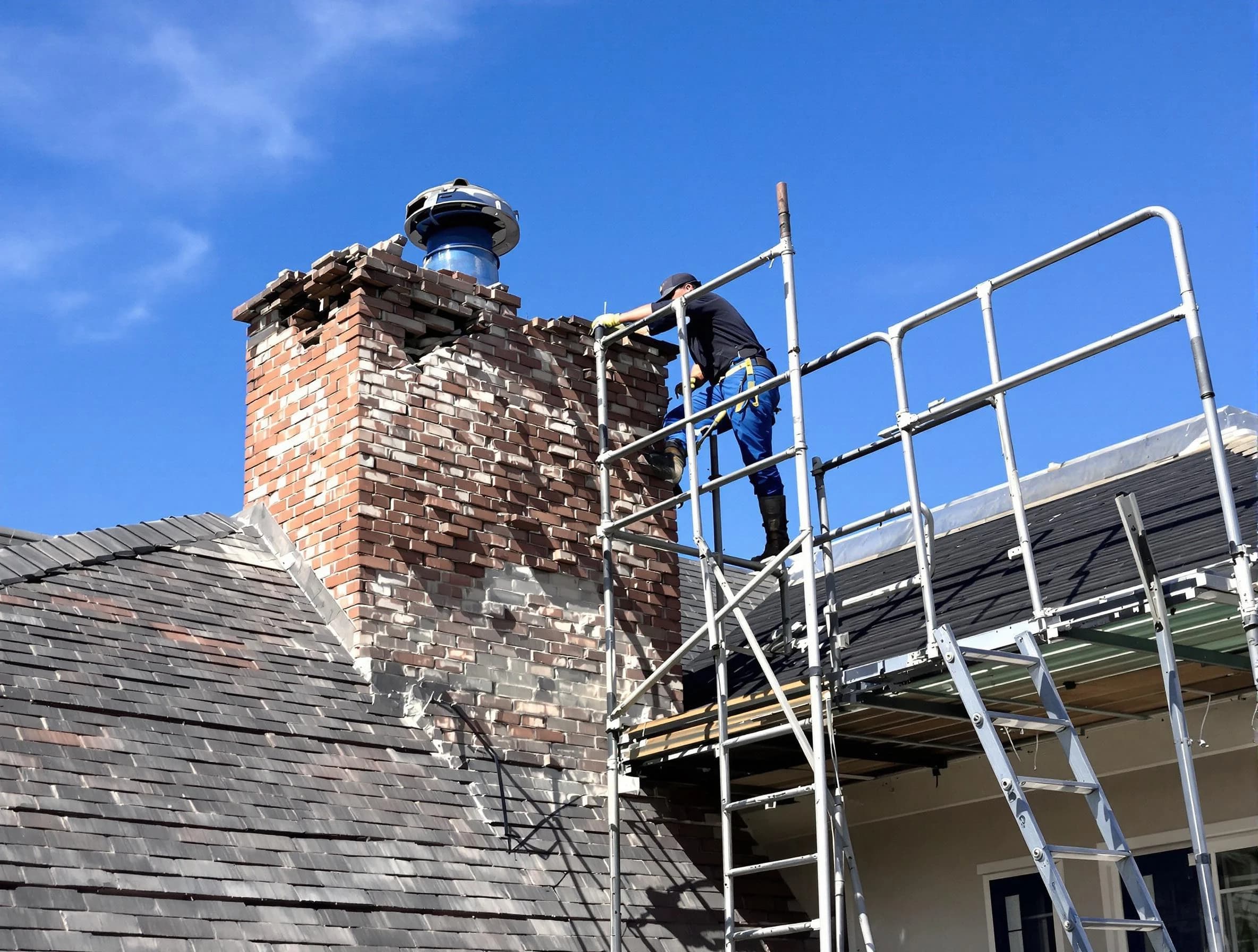 Rebuilding a chimney structure by Everett Chimney Sweep in Everett, MA