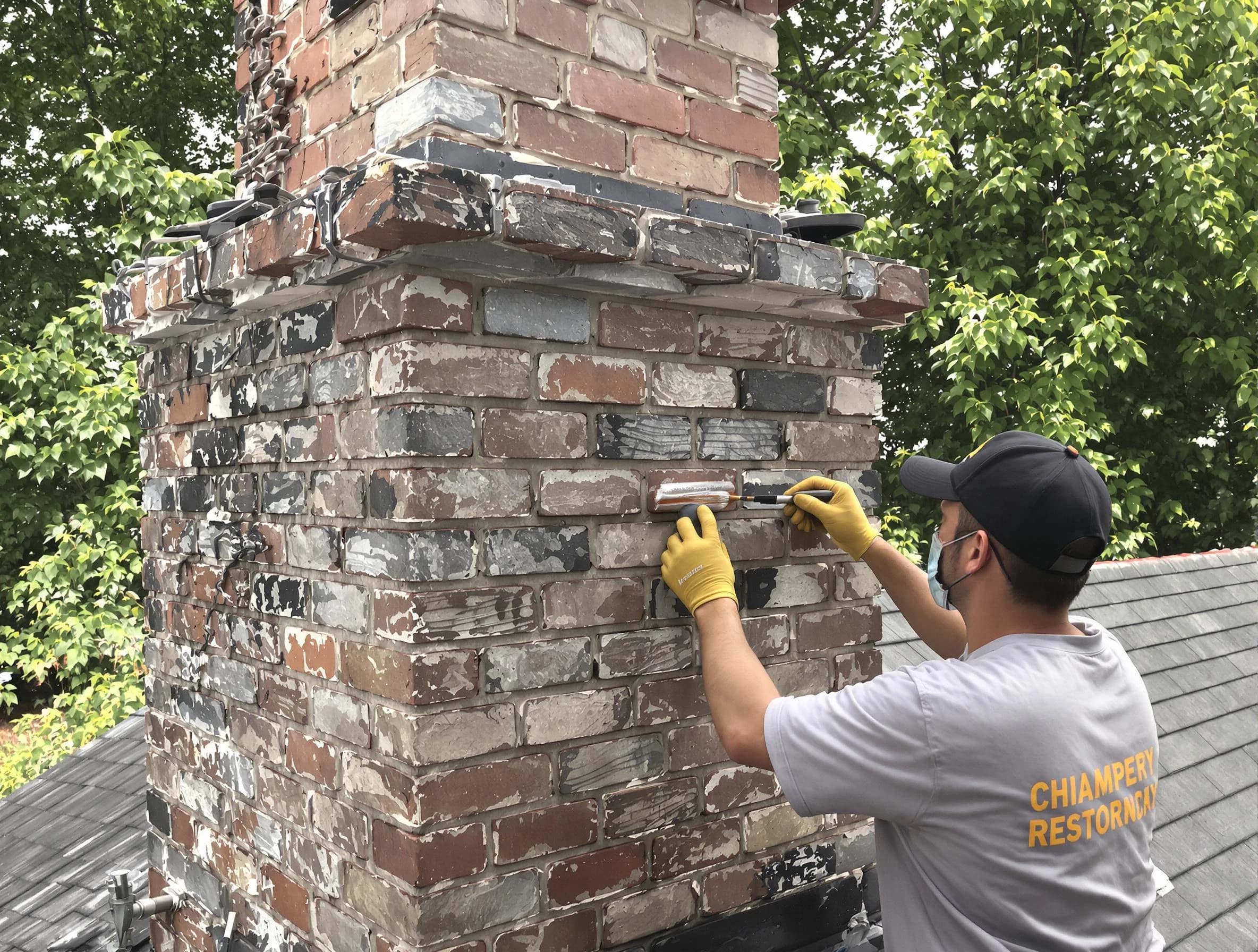 In-progress chimney restoration by Everett Chimney Sweep in Everett, MA