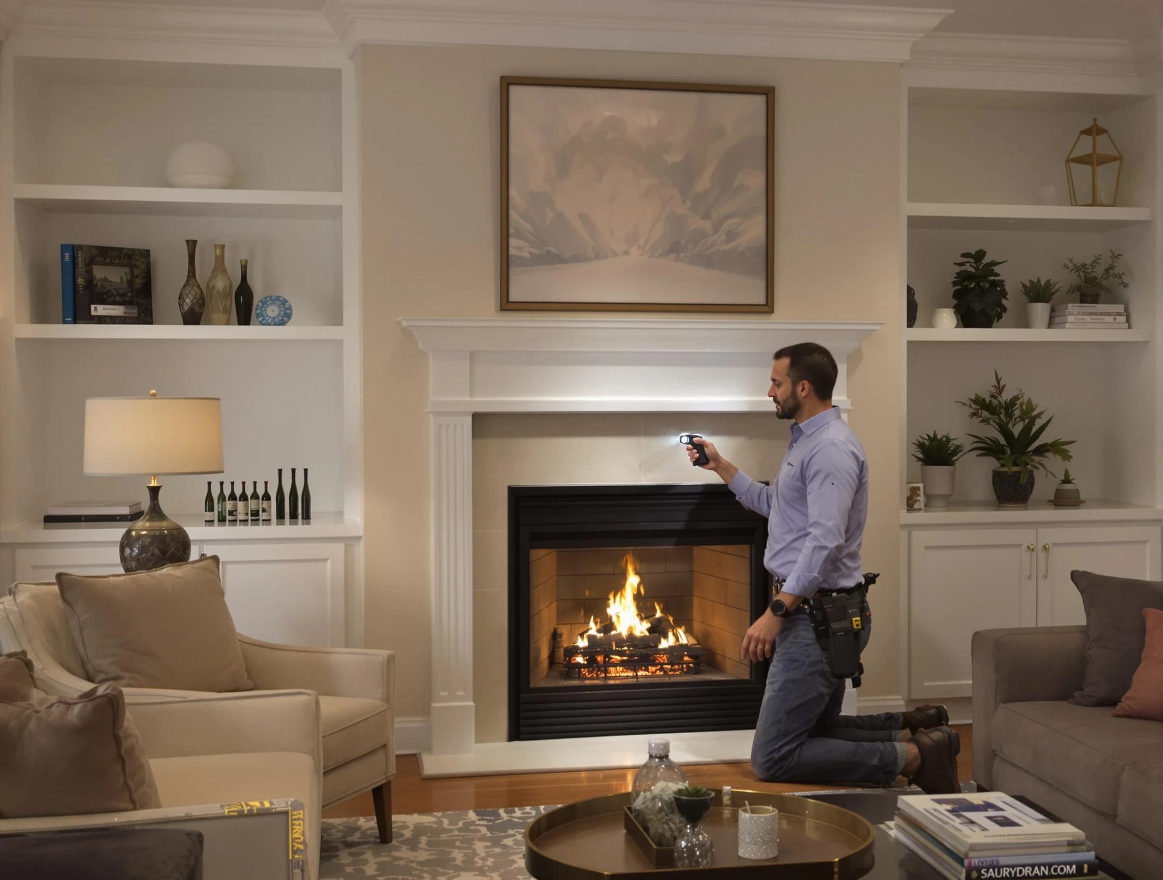 Everett Chimney Sweep conducting a fireplace safety inspection in Everett, MA