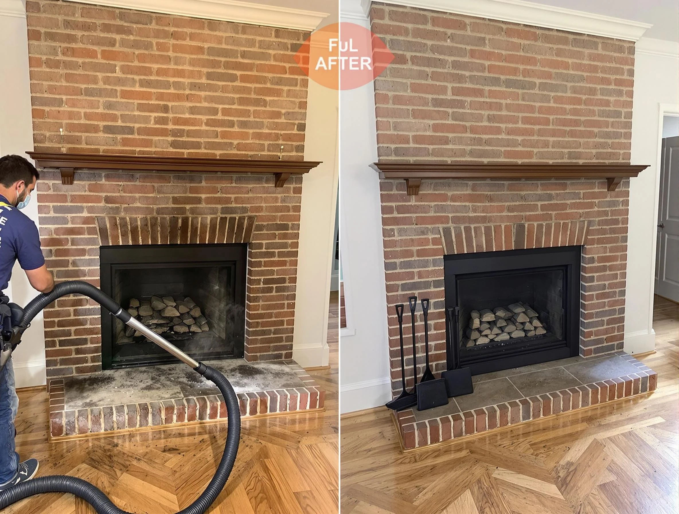 Everett Chimney Sweep carefully sanitizing a fireplace in Everett, MA
