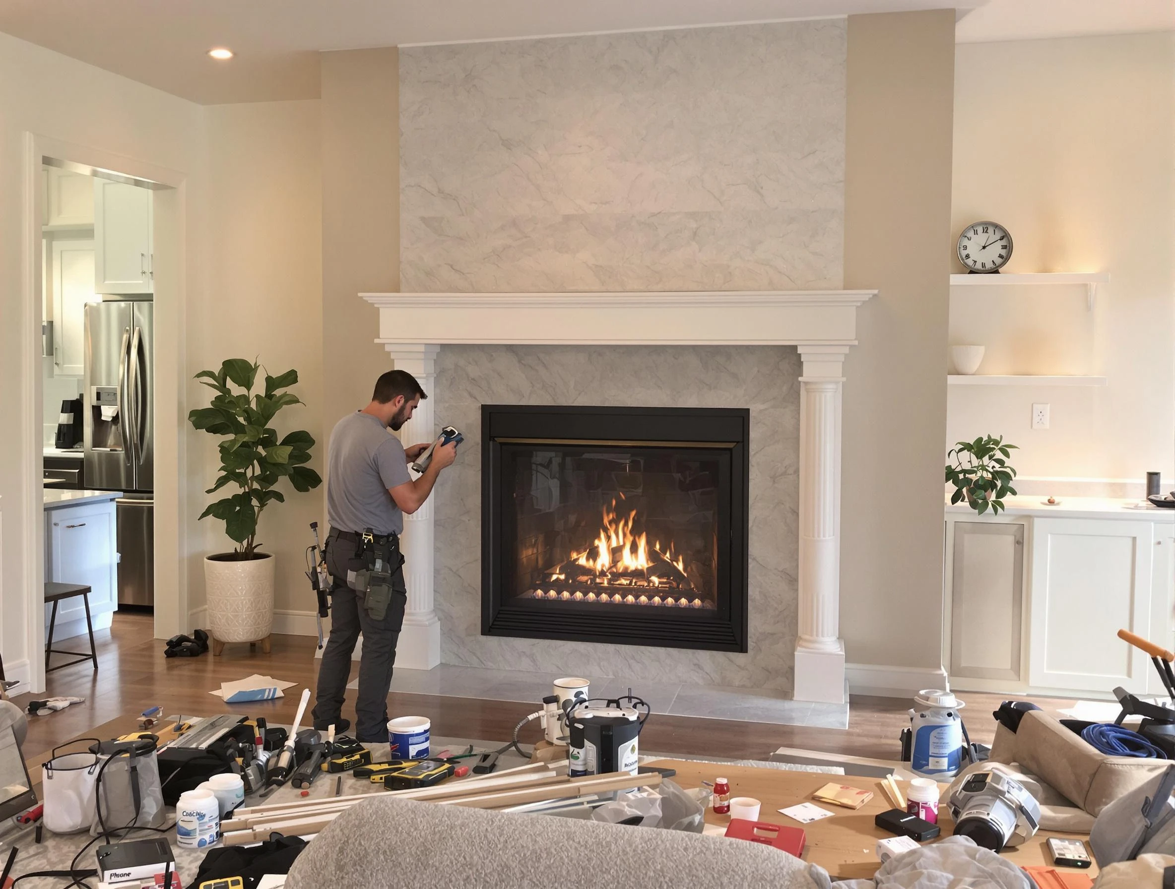Newly installed fireplace by Everett Chimney Sweep in Everett, MA